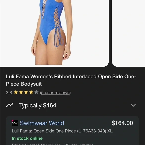 Luli Fama Light Blue One Piece Swimsuit with Gold Accents PURA CURIOSIDAD - Picture 8 of 8